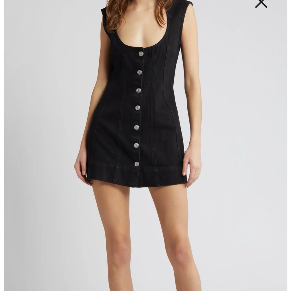 Frame Denim Black Sheath Mini Dress Cap Sleeve